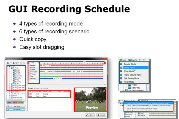 NUUO PBN software - recording schedule